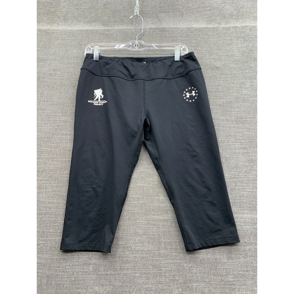 Under Armour Wounded Warrior Project Cropped Leggings Women Large Black HeatGear